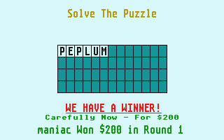 Wheel of Fortune atari screenshot